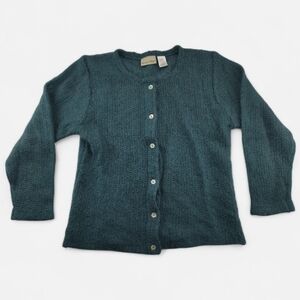 Huntington Ridge Forest Green Mohair Blend Knit Cardigan Sweater S Shell Buttons